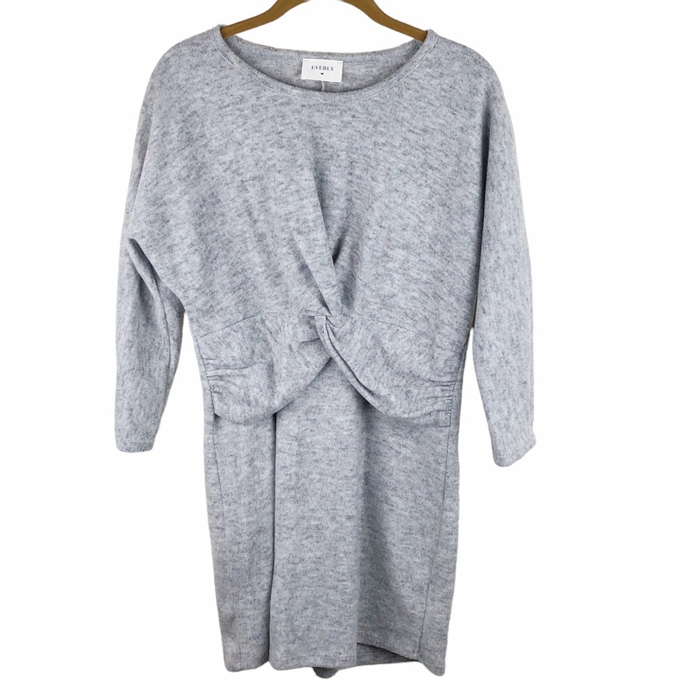 Everly Twisted Sweater Dress Grey Blanket Soft Size Small